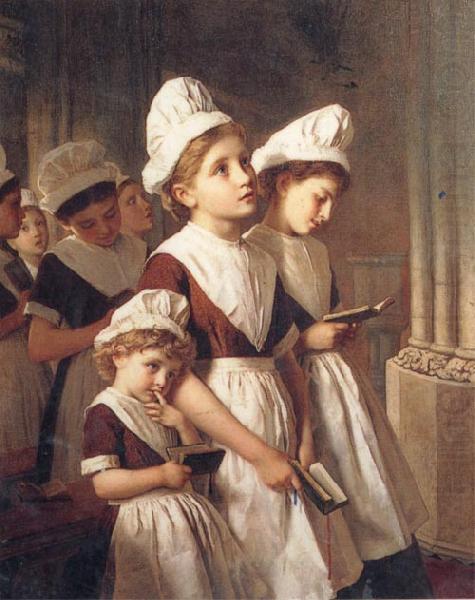 Sophie anderson Foundling Girls in their School Dresses at Prayer in the Chapel china oil painting image
